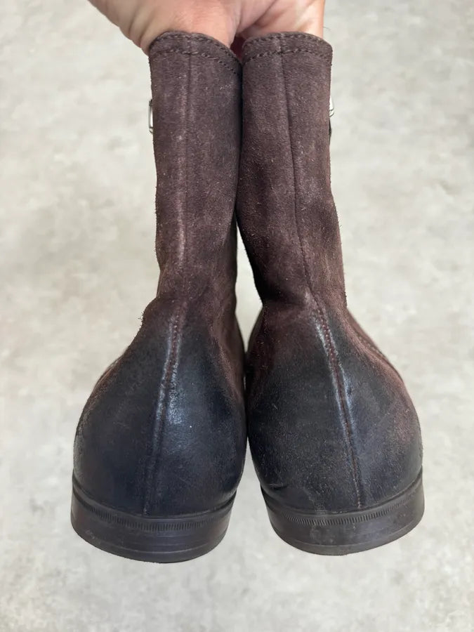 Gucci Brown Suede Zipper Ankle Boots HrAuBHj 6