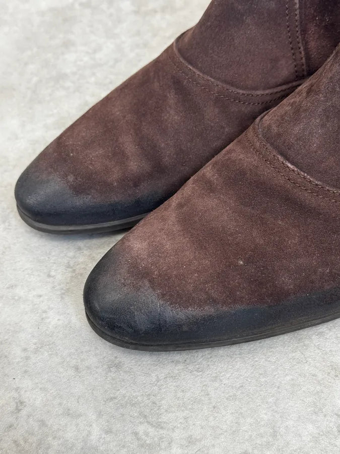 Gucci Brown Suede Zipper Ankle Boots HrAuBHj 4