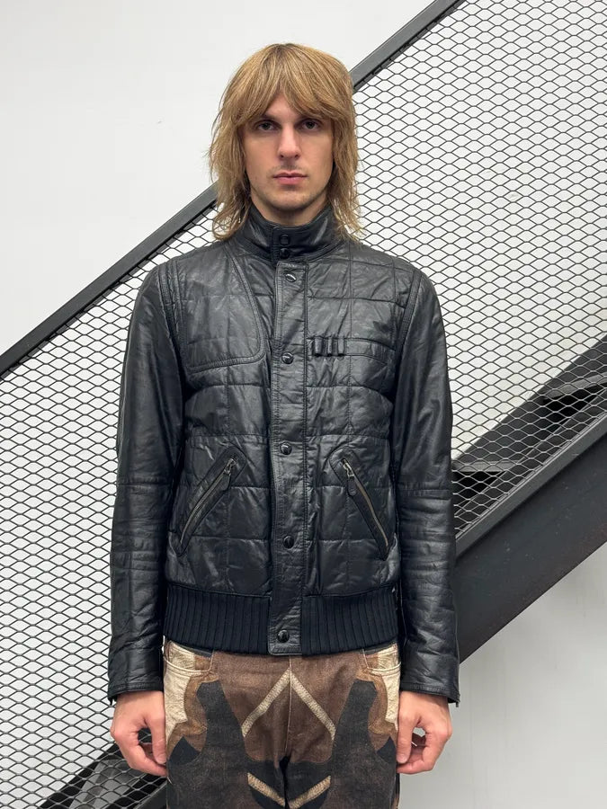 2000s Gucci Black Technical Quilted Leather Jacket QhUMhiT 2