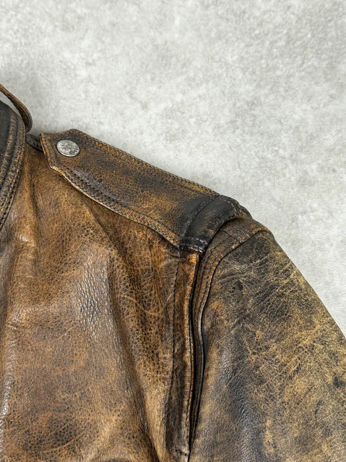 SS2011 Gucci Brown Eroded Leather Premium Jacket by Frida Giannini VnuMdfb 8