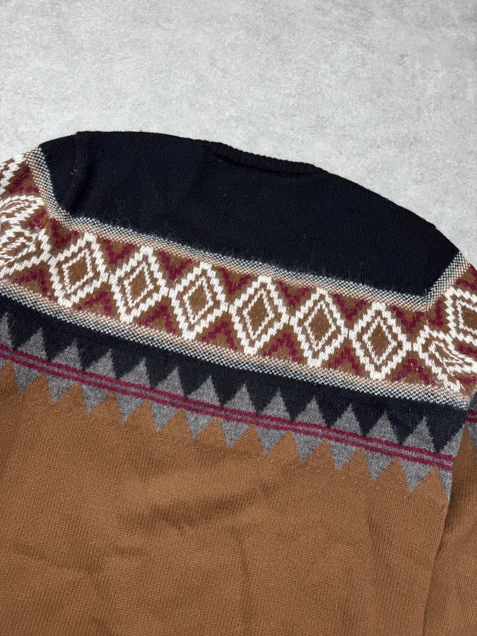 2010s Gucci Brown Wool Cashmere Fair Isle Sweater UxRyjGt 5
