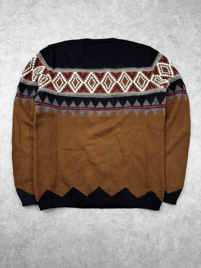 2010s Gucci Brown Wool Cashmere Fair Isle Sweater UxRyjGt 4