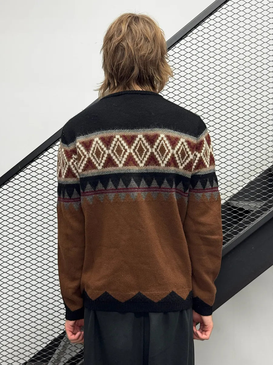 2010s Gucci Brown Wool Cashmere Fair Isle Sweater UxRyjGt 1