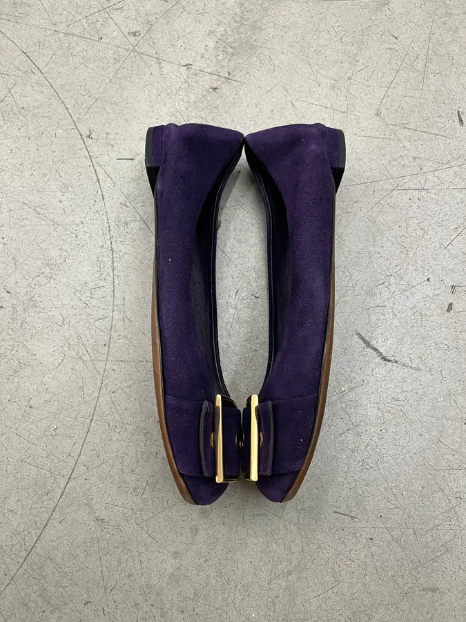 Gucci Buckle Purple Suede Ballet Flat lGIUpSY 2