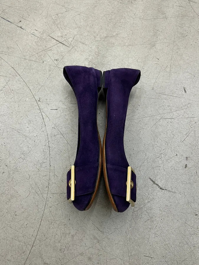 Gucci Buckle Purple Suede Ballet Flat lGIUpSY 3