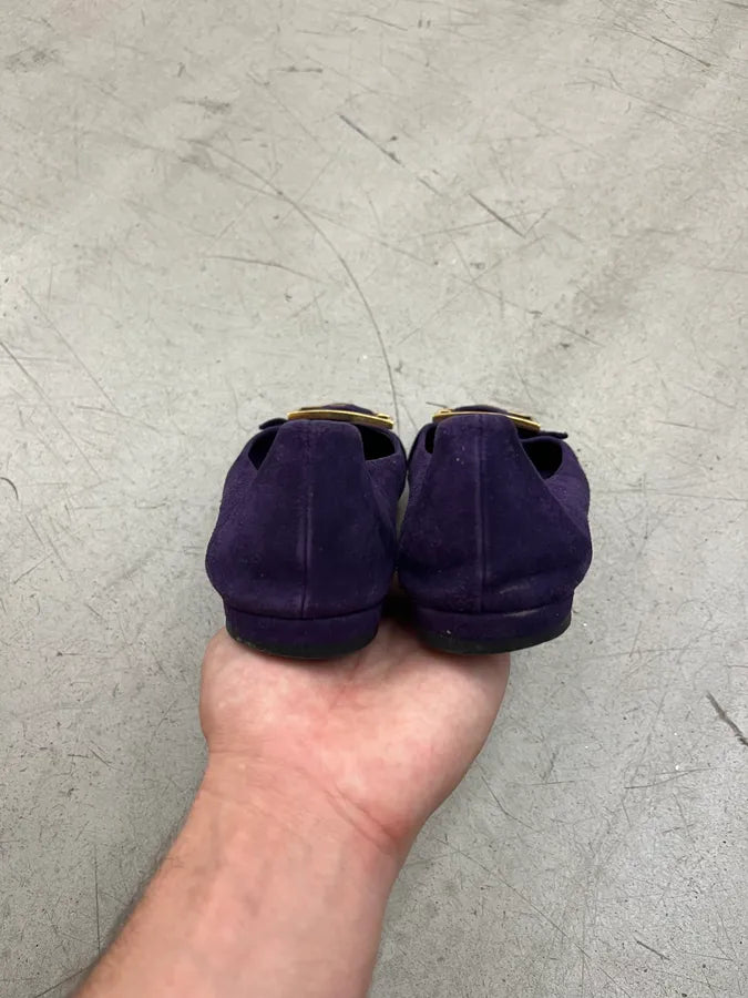 Gucci Buckle Purple Suede Ballet Flat lGIUpSY 5