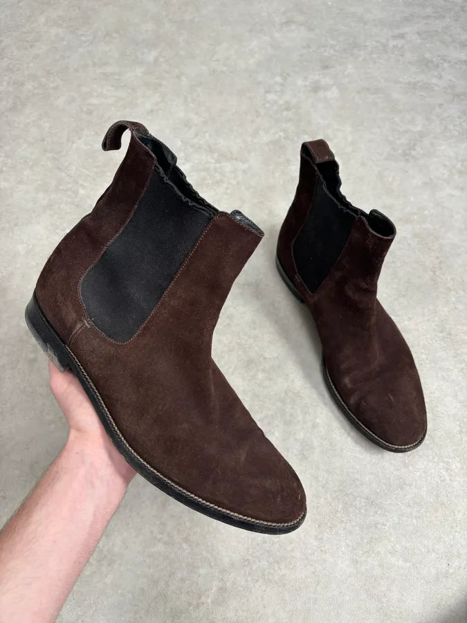 Gucci Brown  Suede Contrast Panel Classy Chelsea Boots jQdBNTA 0