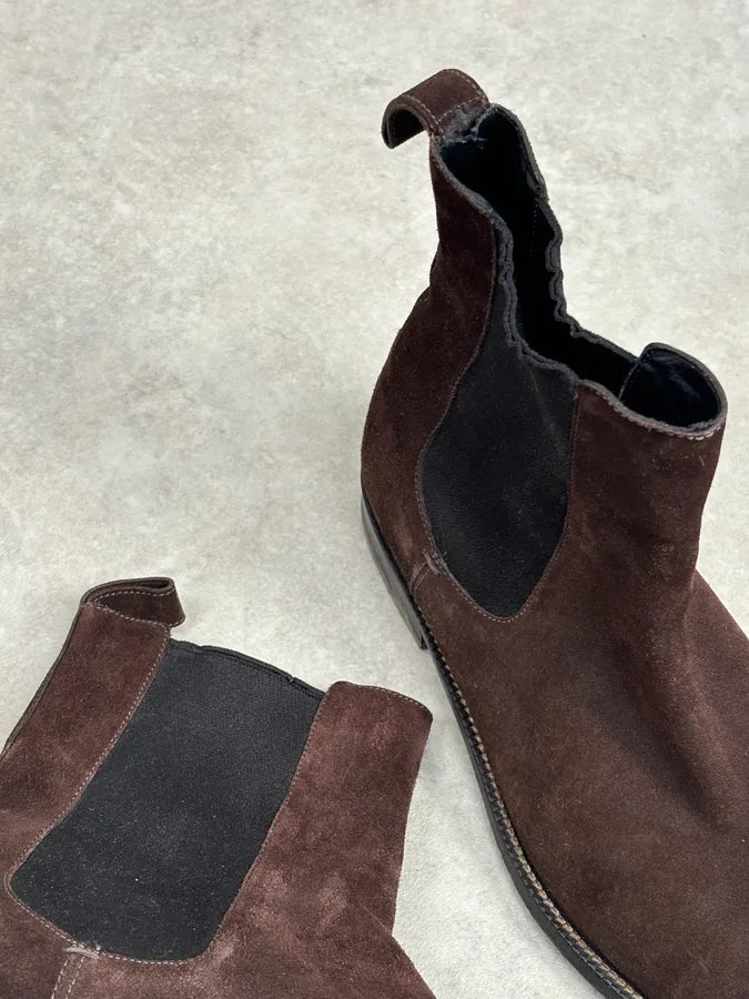 Gucci Brown  Suede Contrast Panel Classy Chelsea Boots jQdBNTA 8