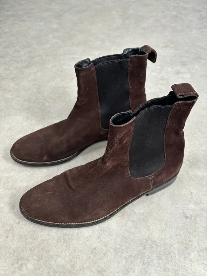 Gucci Brown  Suede Contrast Panel Classy Chelsea Boots jQdBNTA 3