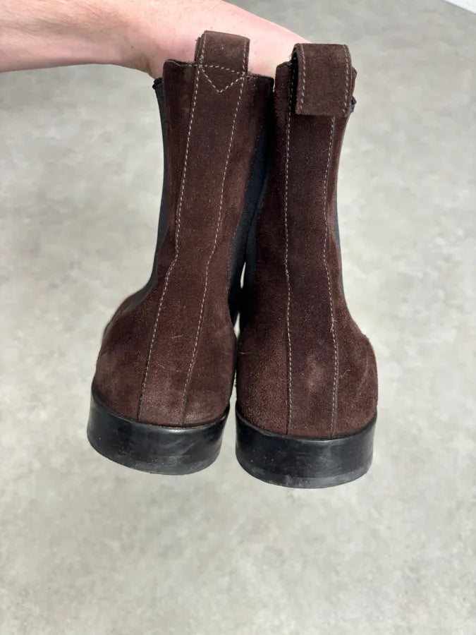 Gucci Brown  Suede Contrast Panel Classy Chelsea Boots jQdBNTA 5