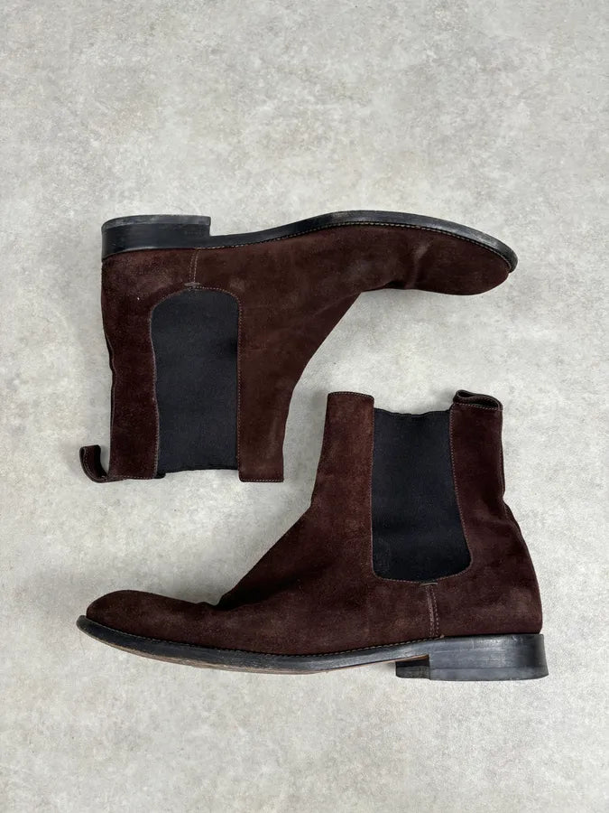 Gucci Brown  Suede Contrast Panel Classy Chelsea Boots jQdBNTA 7