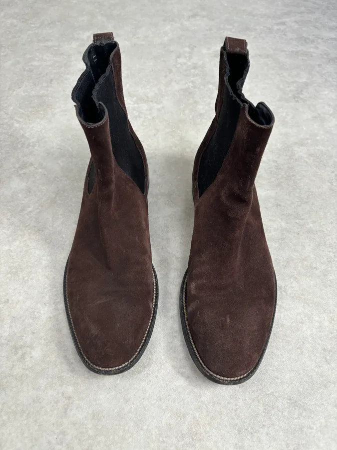 Gucci Brown  Suede Contrast Panel Classy Chelsea Boots jQdBNTA 2