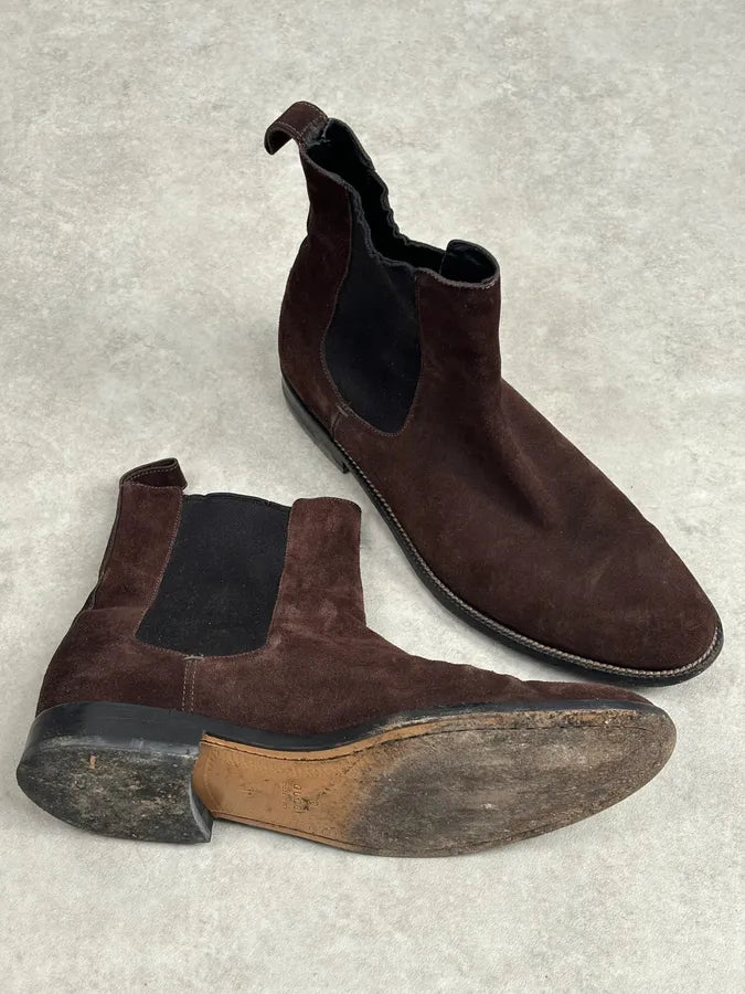 Gucci Brown  Suede Contrast Panel Classy Chelsea Boots jQdBNTA 9