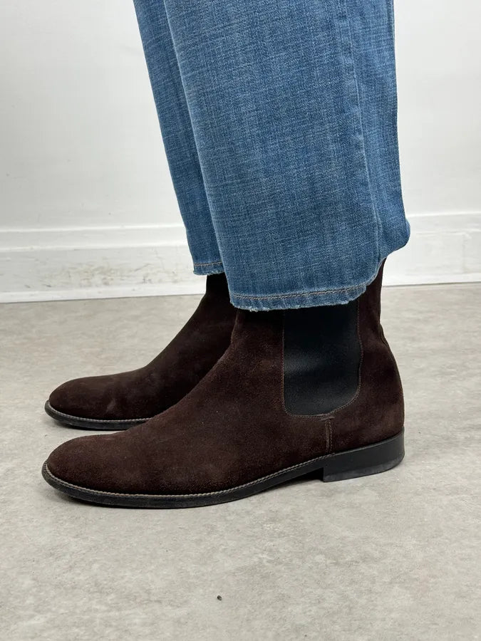 Gucci Brown  Suede Contrast Panel Classy Chelsea Boots jQdBNTA 1