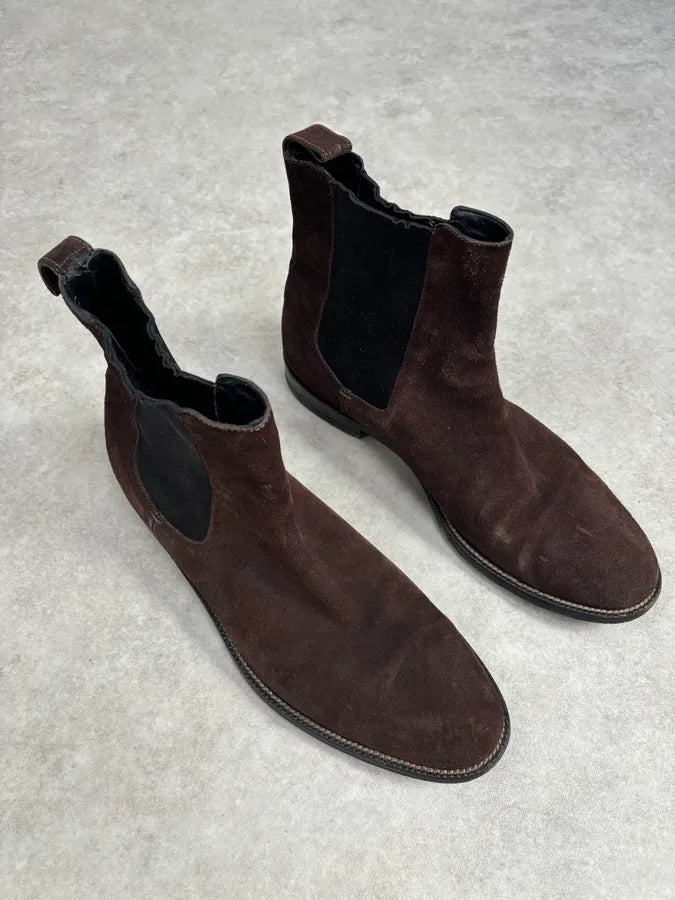 Gucci Brown  Suede Contrast Panel Classy Chelsea Boots jQdBNTA 6