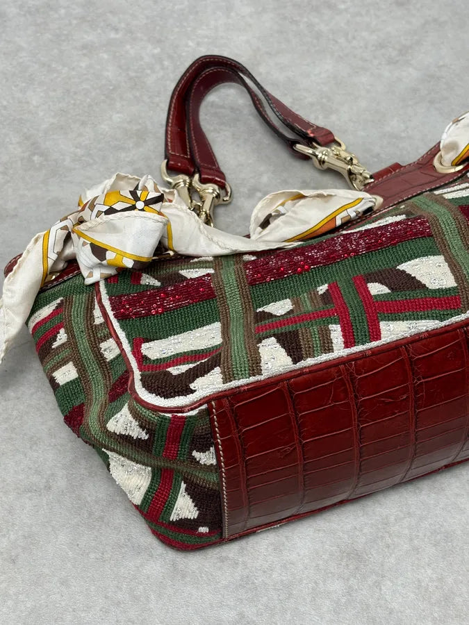Gucci Burgundy Embroidered Beaded Canvas 85th Anniversary Positano Tote Bag NnaNoEW 5