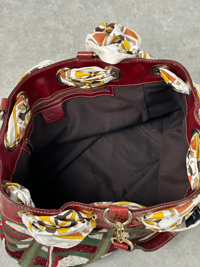 Gucci Burgundy Embroidered Beaded Canvas 85th Anniversary Positano Tote Bag NnaNoEW 13