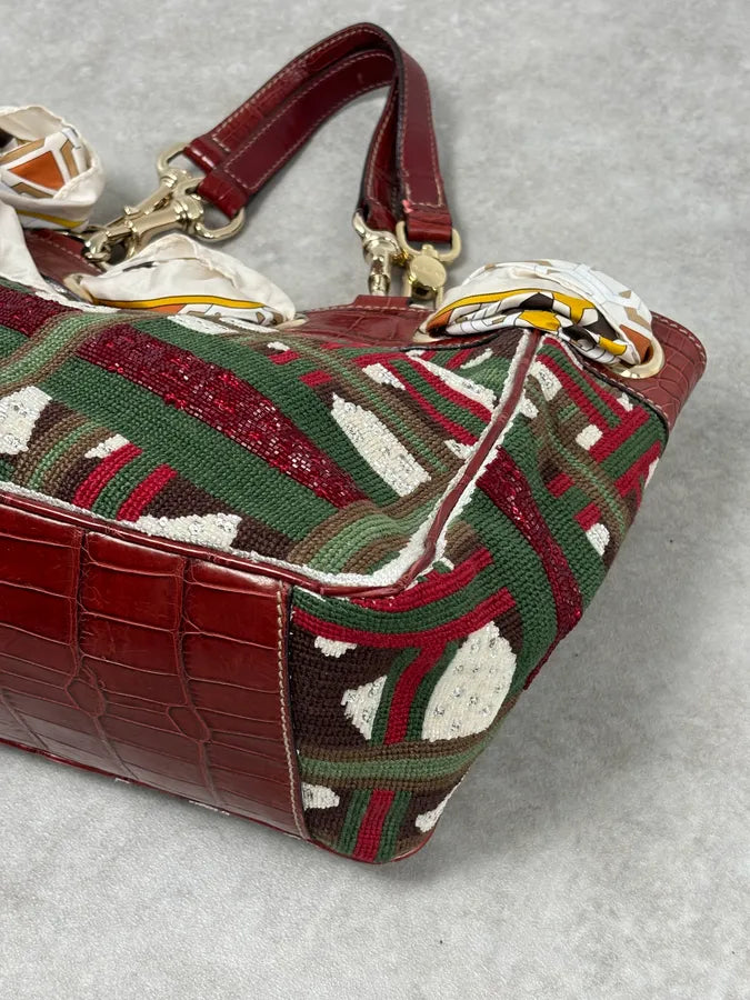 Gucci Burgundy Embroidered Beaded Canvas 85th Anniversary Positano Tote Bag NnaNoEW 4
