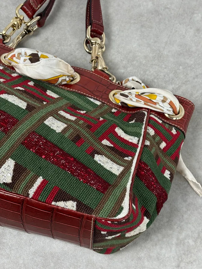 Gucci Burgundy Embroidered Beaded Canvas 85th Anniversary Positano Tote Bag NnaNoEW 7