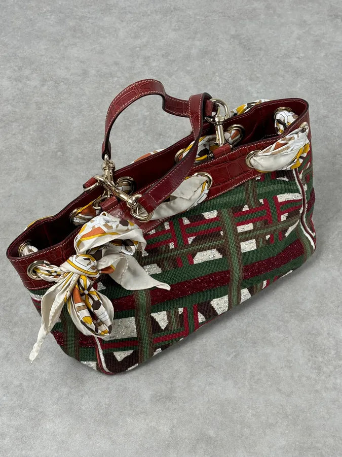 Gucci Burgundy Embroidered Beaded Canvas 85th Anniversary Positano Tote Bag NnaNoEW 2
