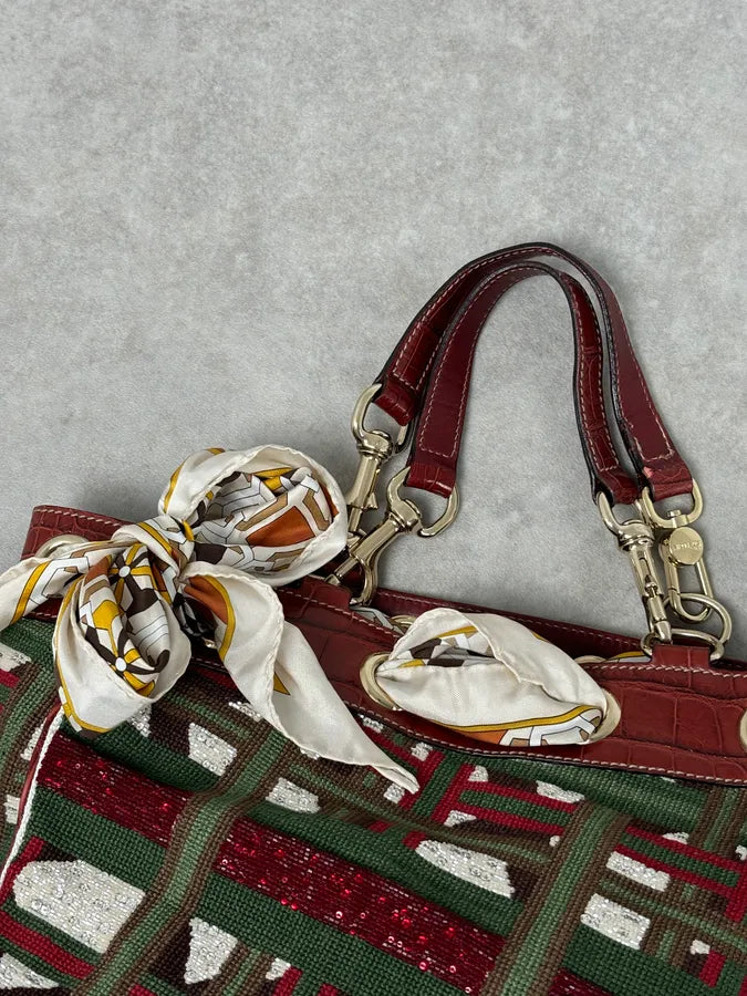 Gucci Burgundy Embroidered Beaded Canvas 85th Anniversary Positano Tote Bag NnaNoEW 9