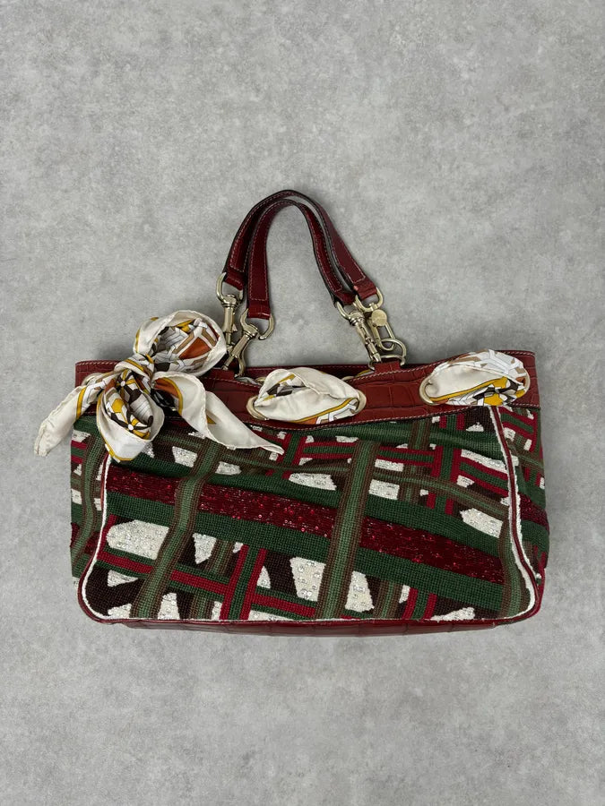 Gucci Burgundy Embroidered Beaded Canvas 85th Anniversary Positano Tote Bag NnaNoEW 0