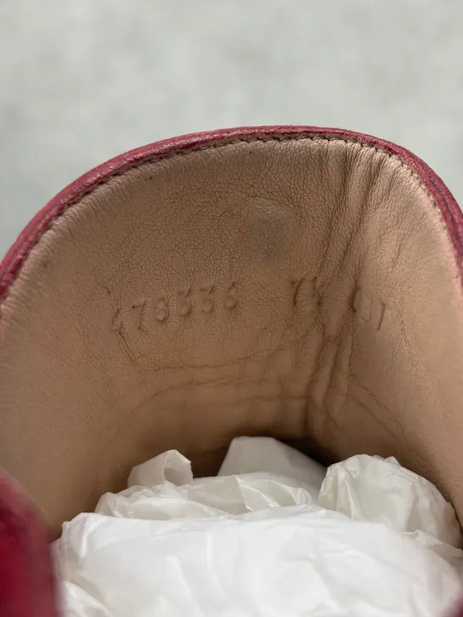 Gucci Burgundy Embroidered Tiger Leather High Sneakers QukGQUO 8