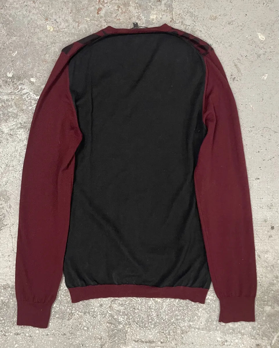 Gucci Cashmere V Animal Print Bordeaux & Black Sweater (S/M) 3