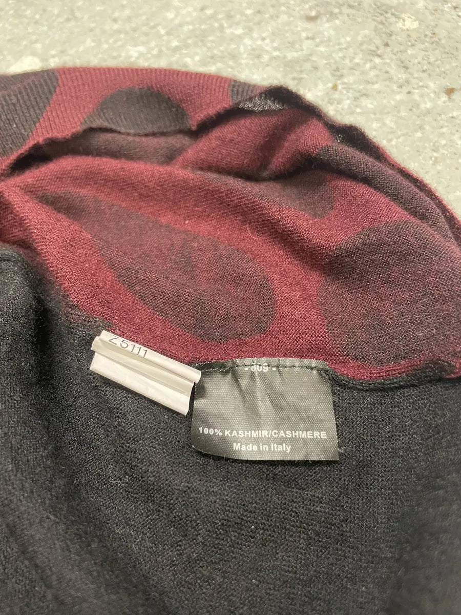 Gucci Cashmere V Animal Print Bordeaux & Black Sweater (S/M) 9