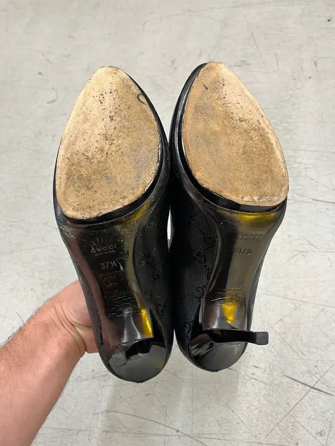 Gucci Chain Link Monogram Black Heels lyyjoNk 7