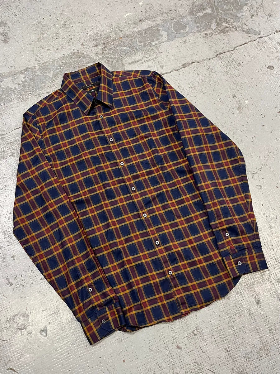 Gucci Checkered Bordeaux & Navy Shirt OKviwPw 3