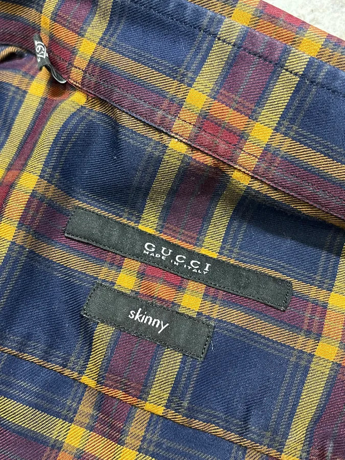 Gucci Checkered Bordeaux & Navy Shirt OKviwPw 9