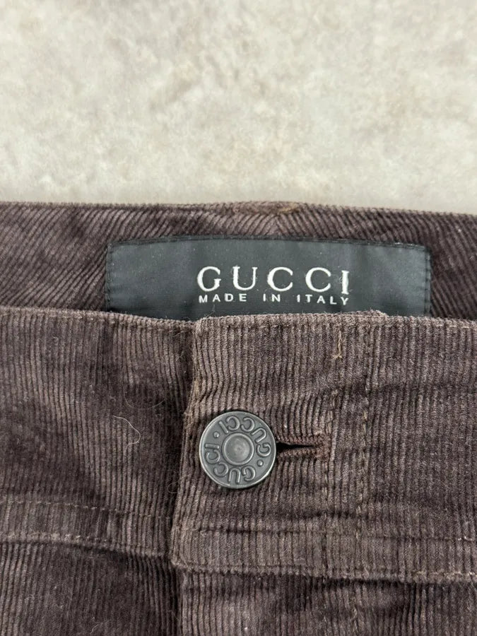 AW2002 Gucci Cozy Brown Velvet Pants by Tom Ford YxMNDaz 9
