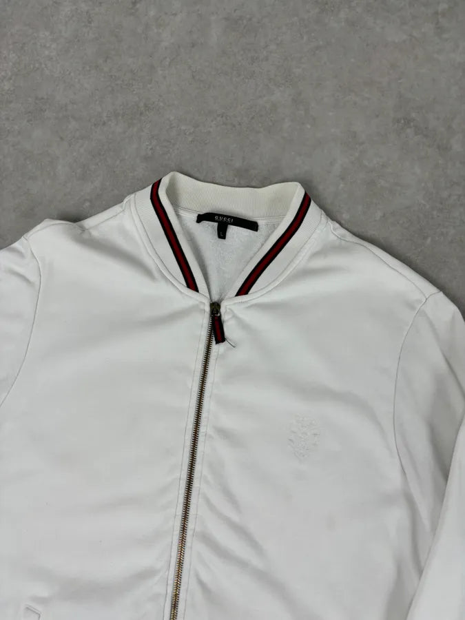 SS2008 Gucci White Signature Zip-Up Sweater by Frida Giannini eLXAfdo 3