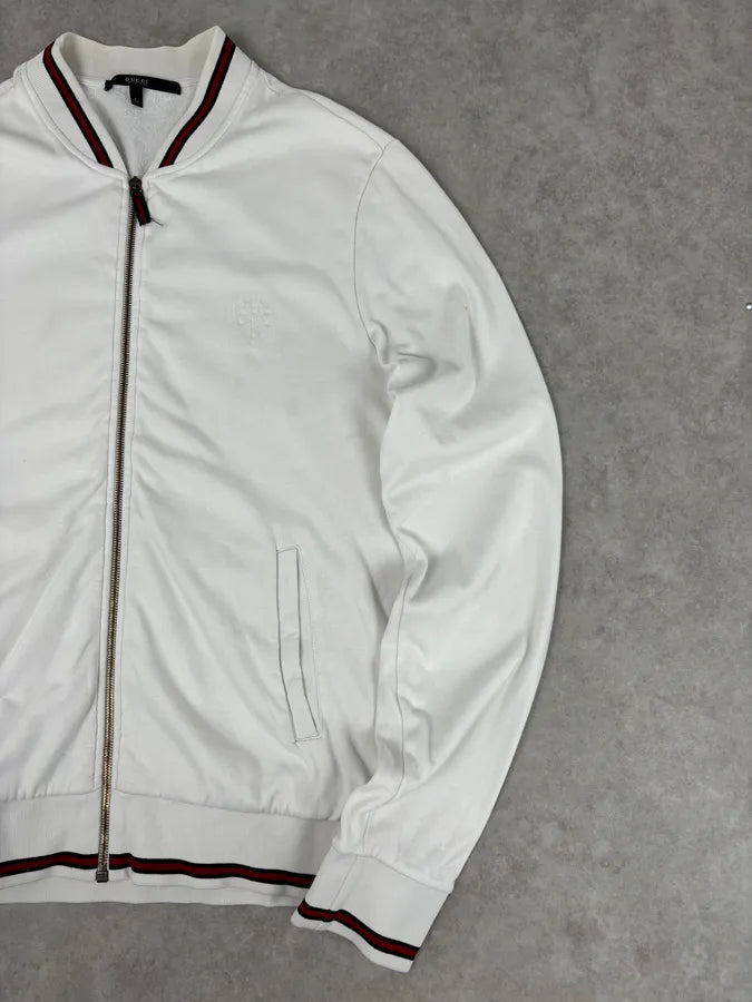 SS2008 Gucci White Signature Zip-Up Sweater by Frida Giannini eLXAfdo 8