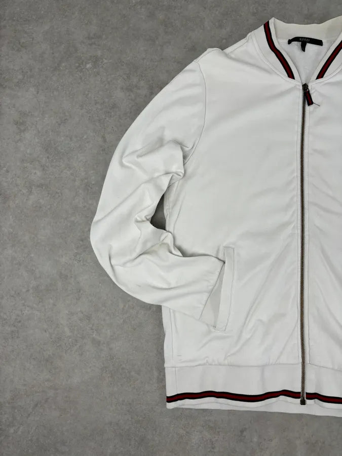 SS2008 Gucci White Signature Zip-Up Sweater by Frida Giannini eLXAfdo 7