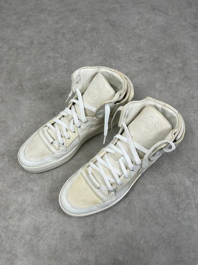 Gucci double G Cream Leather High-Top Sneakers JeAyaXd 4