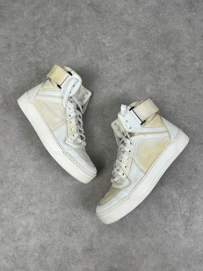 Gucci double G Cream Leather High-Top Sneakers JeAyaXd 5
