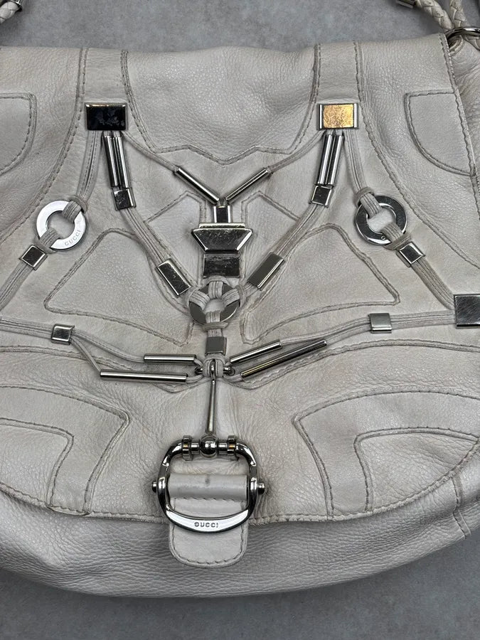 SS2010 Gucci Creamy White Leather Horsebit Shoulder Bag by Frida Giannini pSpINmk 5