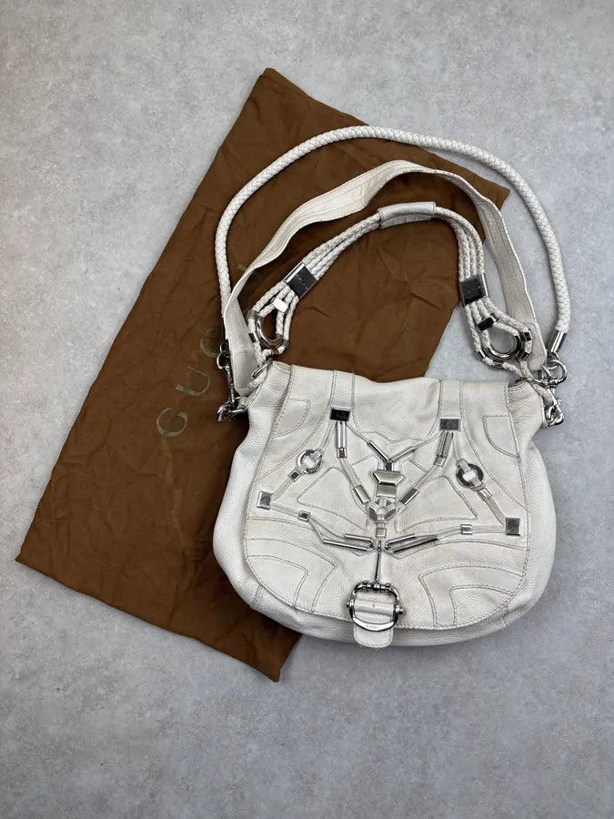 SS2010 Gucci Creamy White Leather Horsebit Shoulder Bag by Frida Giannini pSpINmk 1