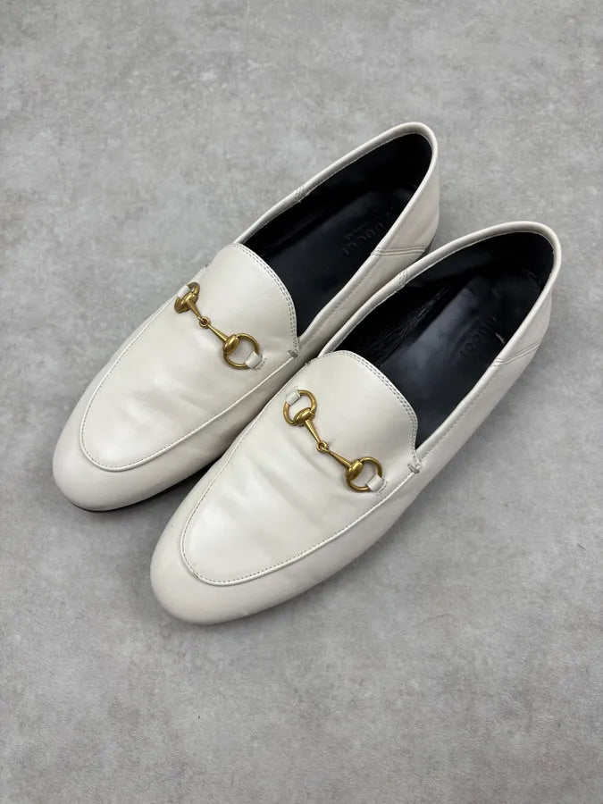 Gucci White Leather Jordaan Loafer Shoes – Dolce Vita Hub
