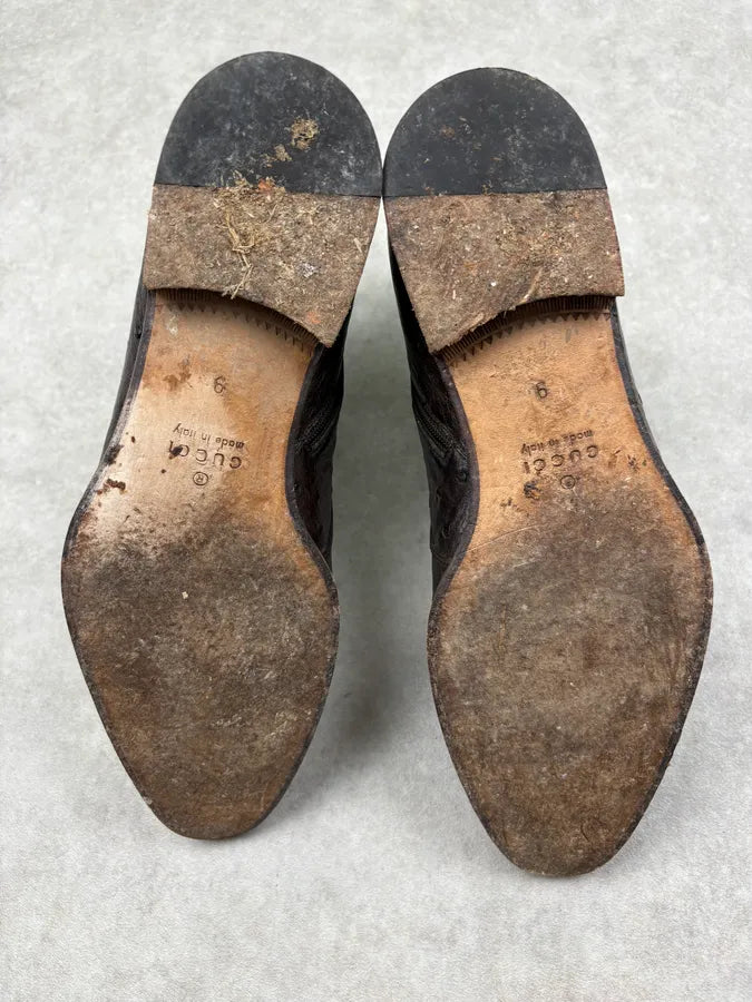 Gucci Dark Brown Ostrich Leather Chelsea Boots HRWPdDn 7