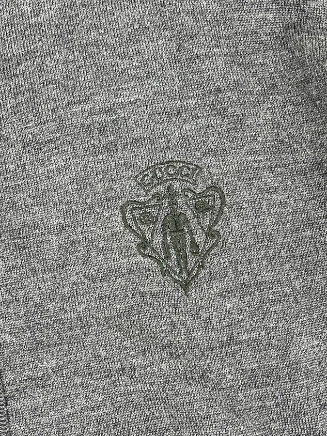 AW2010 Gucci Dark Grey Wool Embroidered Logo Zip-up Sweater JgbDNDp 8