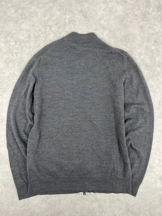 AW2010 Gucci Dark Grey Wool Embroidered Logo Zip-up Sweater JgbDNDp 5
