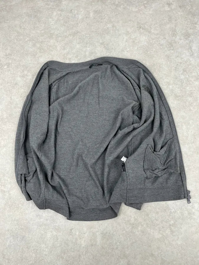 AW2010 Gucci Dark Grey Wool Embroidered Logo Zip-up Sweater JgbDNDp 7