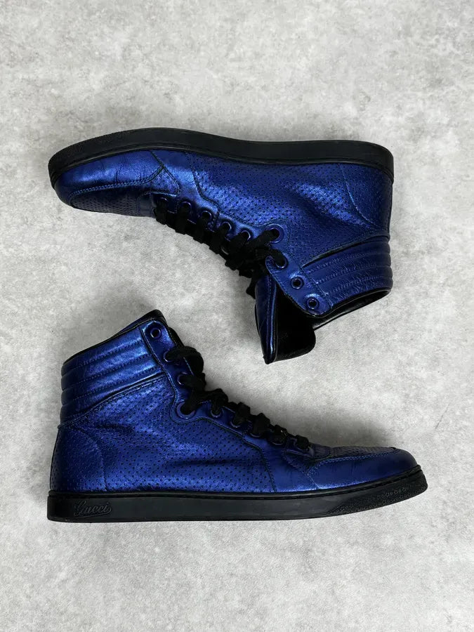 Gucci Electric Blue High Leather Sneakers hjxkUyJ 1