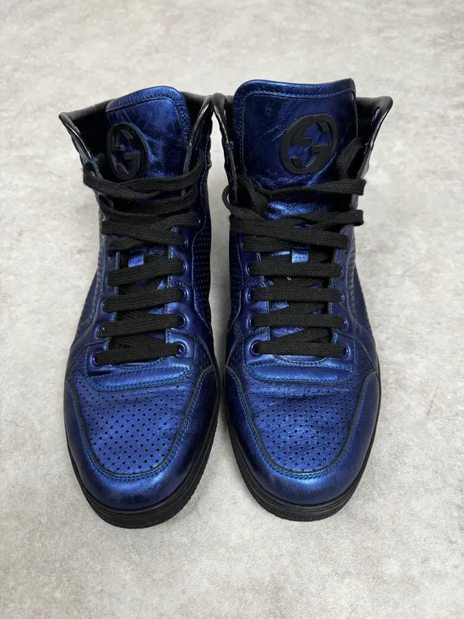 Gucci Electric Blue High Leather Sneakers hjxkUyJ 2