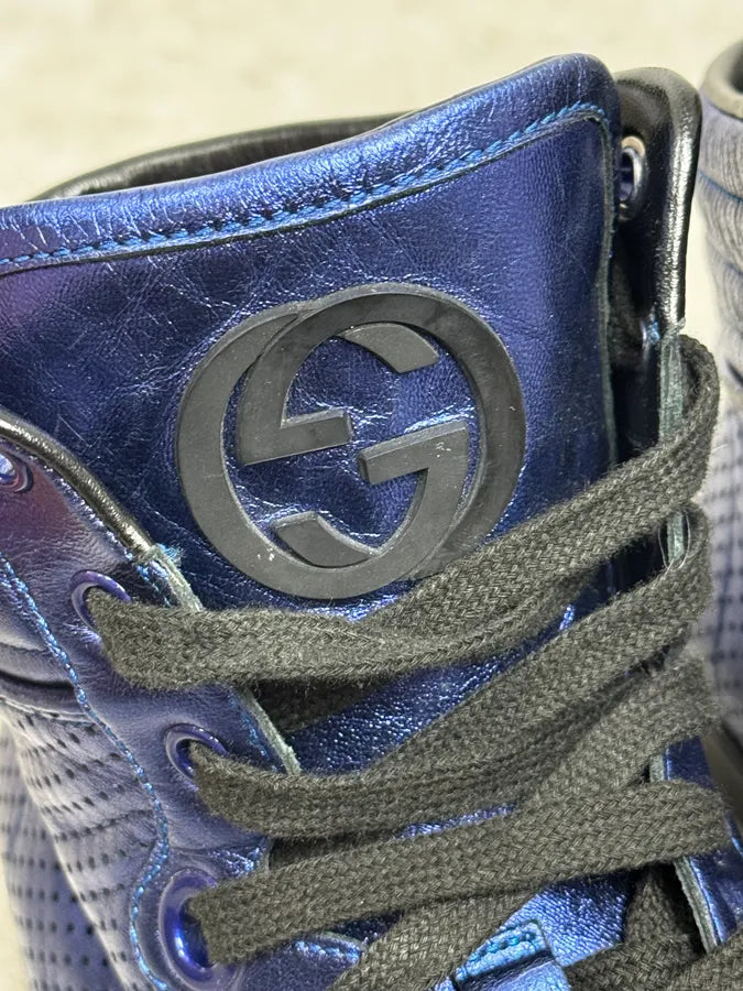 Gucci Electric Blue High Leather Sneakers hjxkUyJ 3
