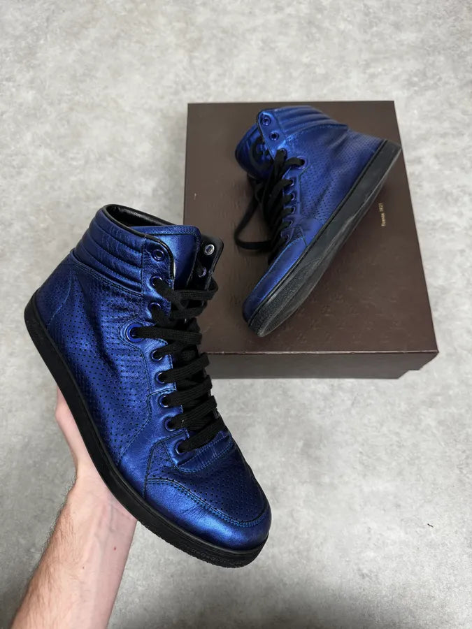 Gucci Electric Blue High Leather Sneakers hjxkUyJ 0
