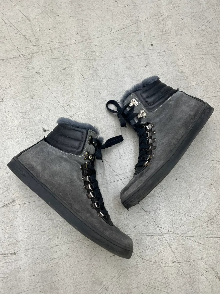 Gucci Fur-Lined Grey & Navy Suede Leather Boots QgGwZyP 1
